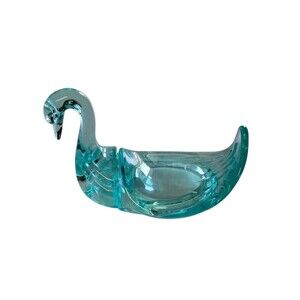 Vintage Acrylic Turquoise Soap Dish Swan Decoration 6" Tall READ